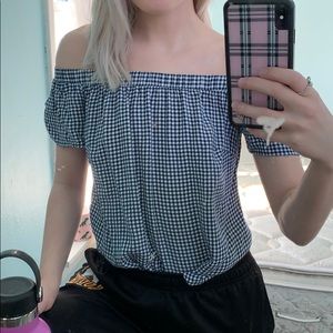 off the shoulder gingham top